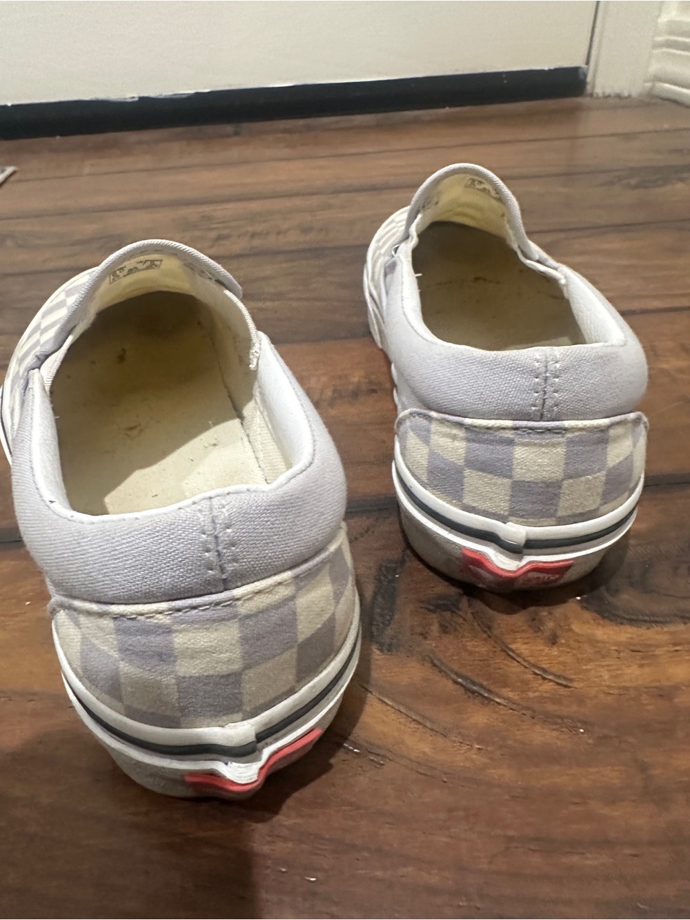 Checkerboard VANS Slip-On Sneakers in Lavender and White - Picture 2 of 4
